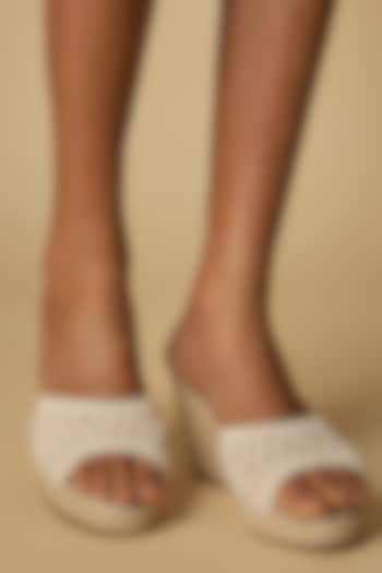 Ivory Faux Leather Wedges by Crimzon at Pernia's Pop Up Shop