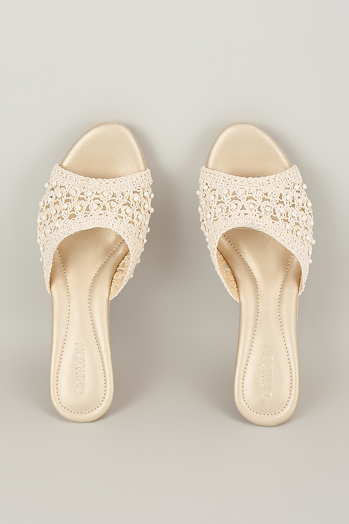 Ivory Faux Leather Wedges by Crimzon at Pernia's Pop Up Shop