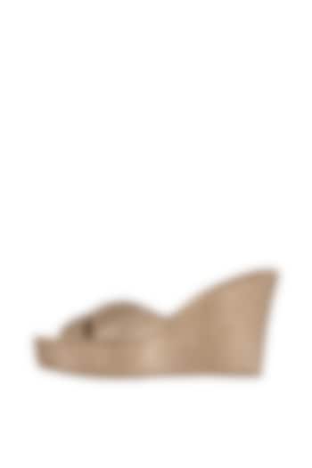 Silver Faux Leather Wedges With 4 Inches Heels by Crimzon at Pernia's Pop Up Shop