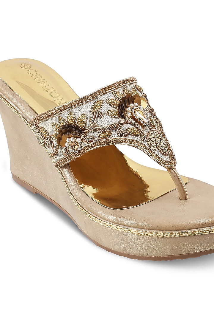 Gold Embellished Sandals by Crimzon at Pernia's Pop Up Shop