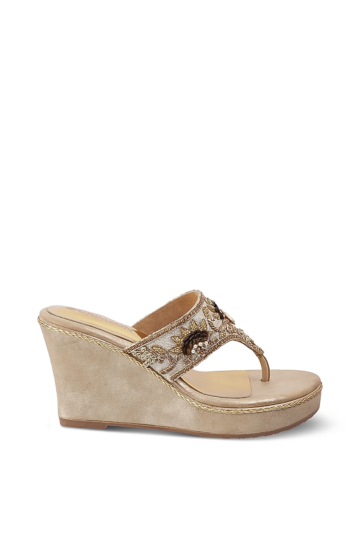 Gold Embellished Sandals by Crimzon at Pernia's Pop Up Shop
