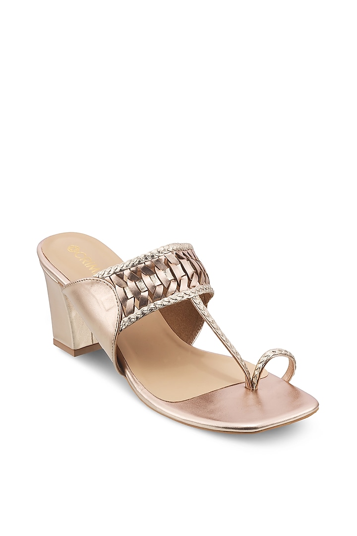Rose Gold Faux Leather Sandals by Crimzon
