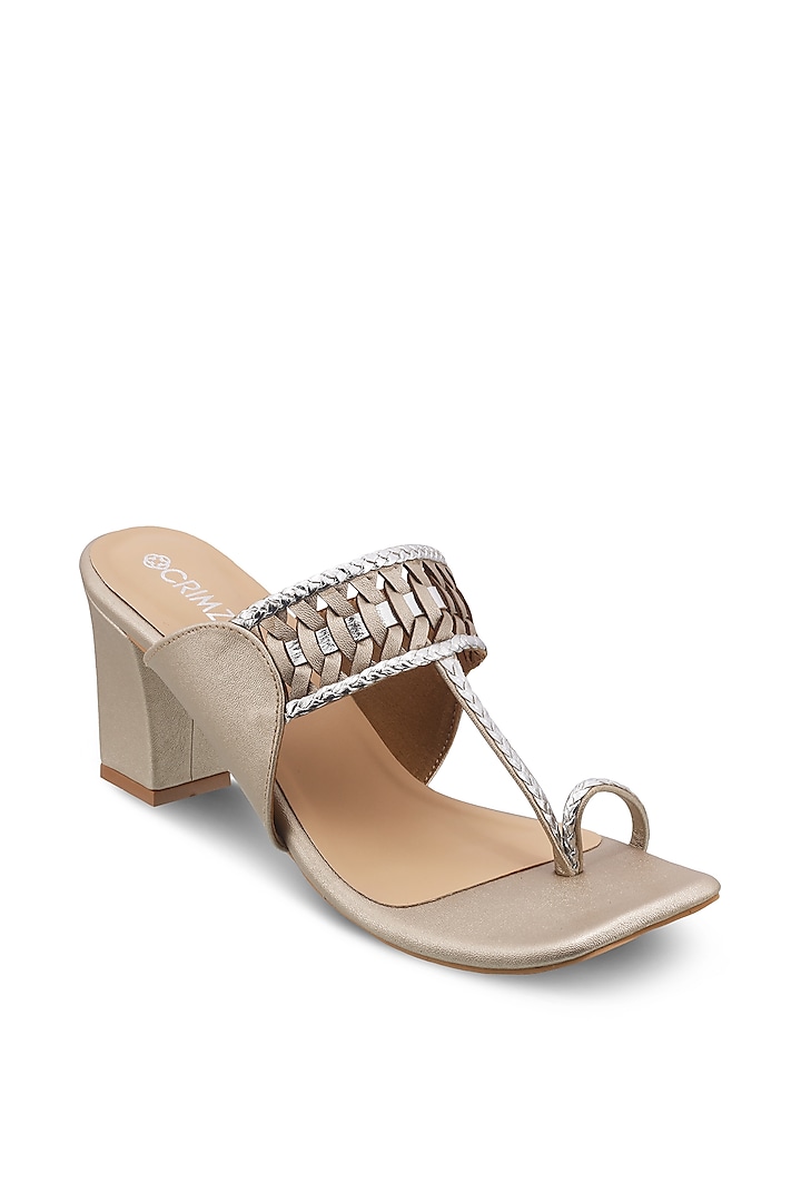 Silver Faux Leather Sandals by Crimzon