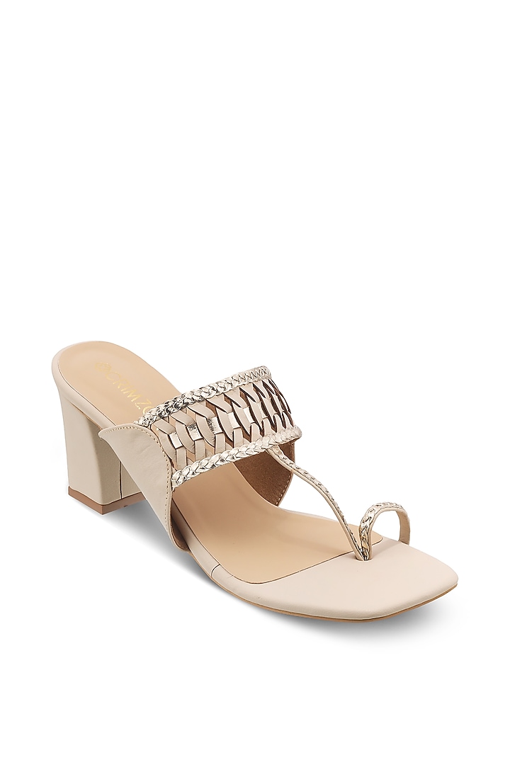 Ivory Faux Leather Sandals by Crimzon
