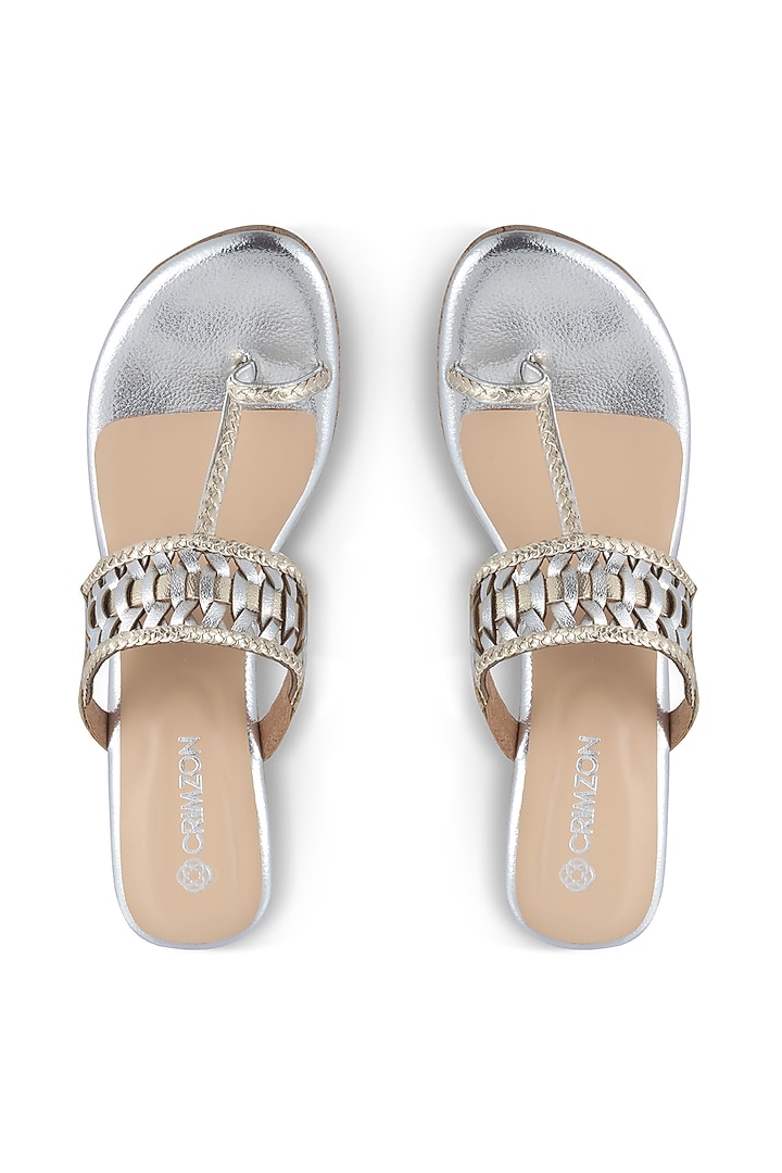 Silver Faux Leather Wedges by Crimzon at Pernia's Pop Up Shop