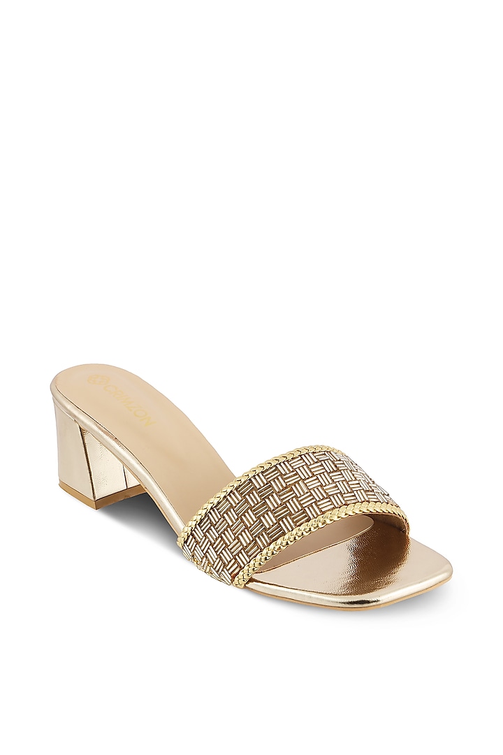 Gold Embellished Sandals by Crimzon
