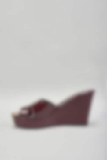Burgundy Suede Slip-On Wedges by Crimzon at Pernia's Pop Up Shop
