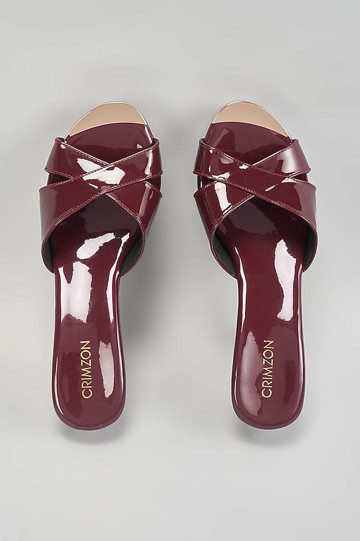 Burgundy Suede Slip-On Wedges by Crimzon at Pernia's Pop Up Shop