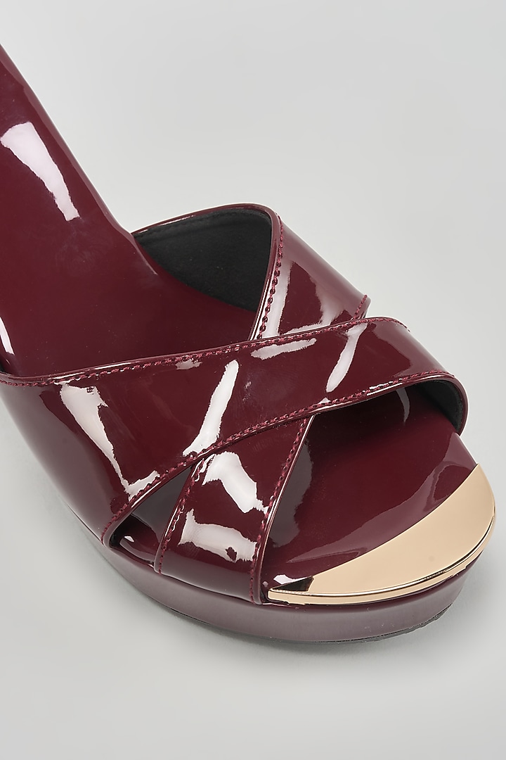 Burgundy Suede Slip-On Wedges by Crimzon at Pernia's Pop Up Shop