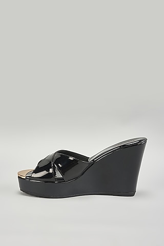 Black Suede Wedges by Crimzon