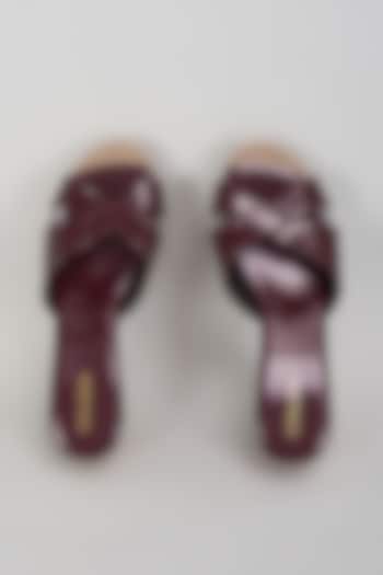 Burgundy Leather Slip-On Wedges by Crimzon at Pernia's Pop Up Shop