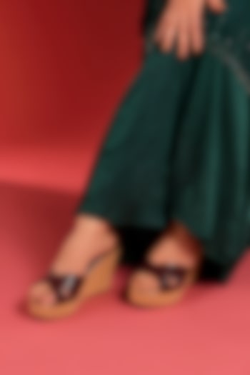 Burgundy Suede Slip-On Wedges by Crimzon at Pernia's Pop Up Shop