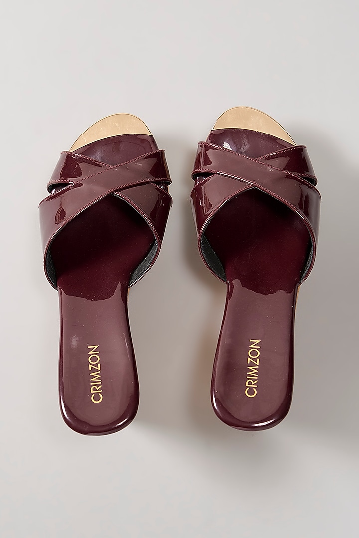 Burgundy Suede Slip-On Wedges by Crimzon at Pernia's Pop Up Shop