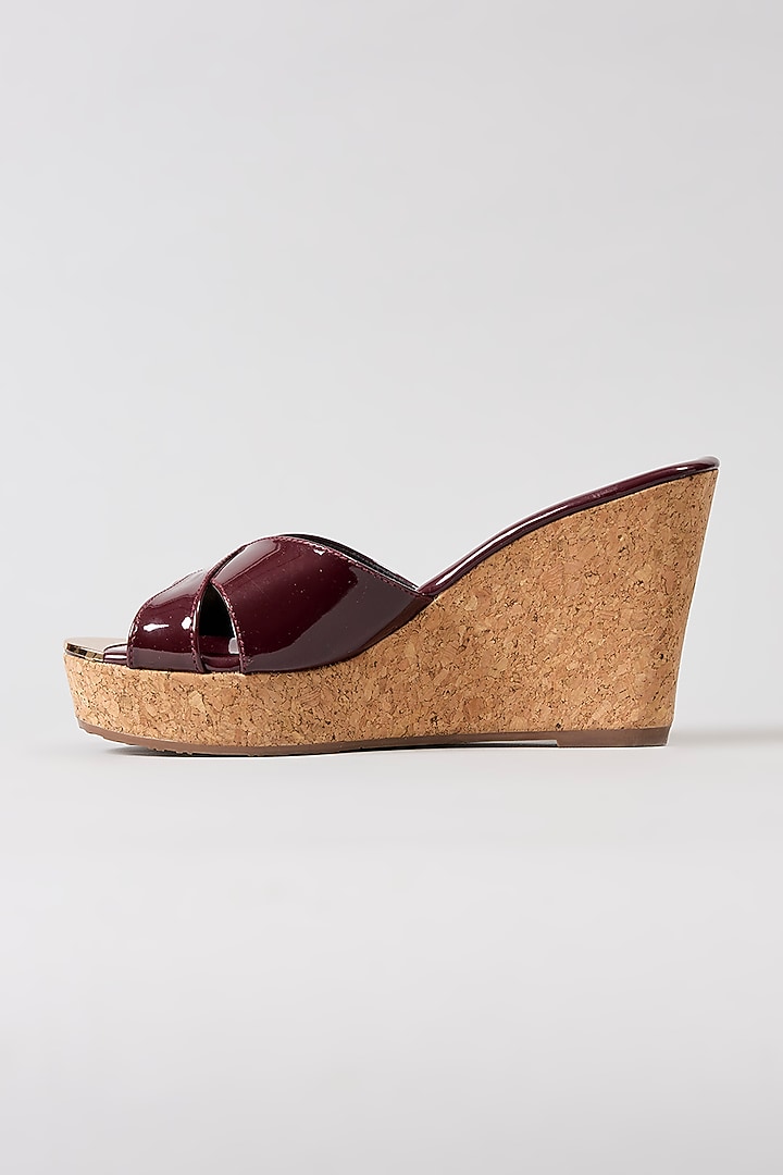 Burgundy Suede Slip-On Wedges by Crimzon at Pernia's Pop Up Shop