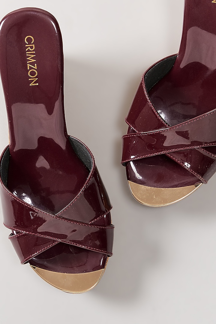 Burgundy Suede Slip-On Wedges by Crimzon at Pernia's Pop Up Shop