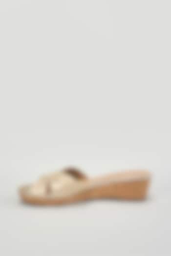 Gold Suede Slip-On Wedges by Crimzon at Pernia's Pop Up Shop