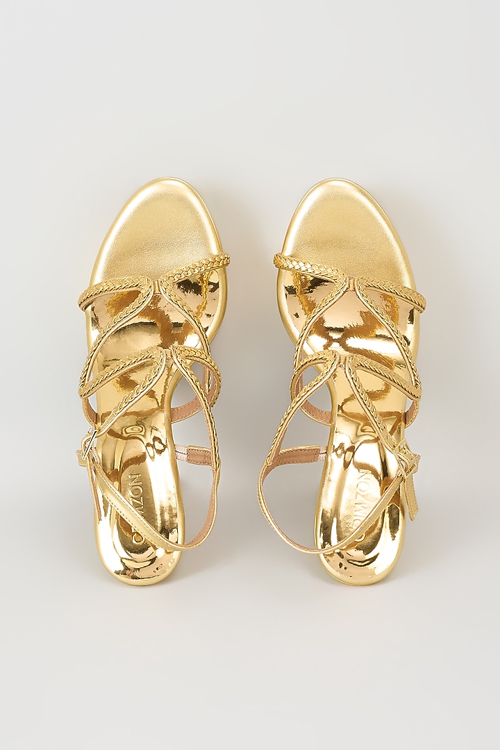 Gold Faux Leather Wedges by Crimzon at Pernia's Pop Up Shop