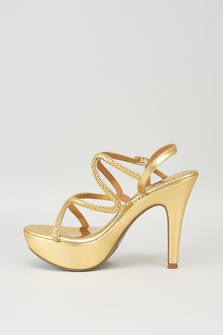 Gold Faux Leather Wedges by Crimzon at Pernia's Pop Up Shop