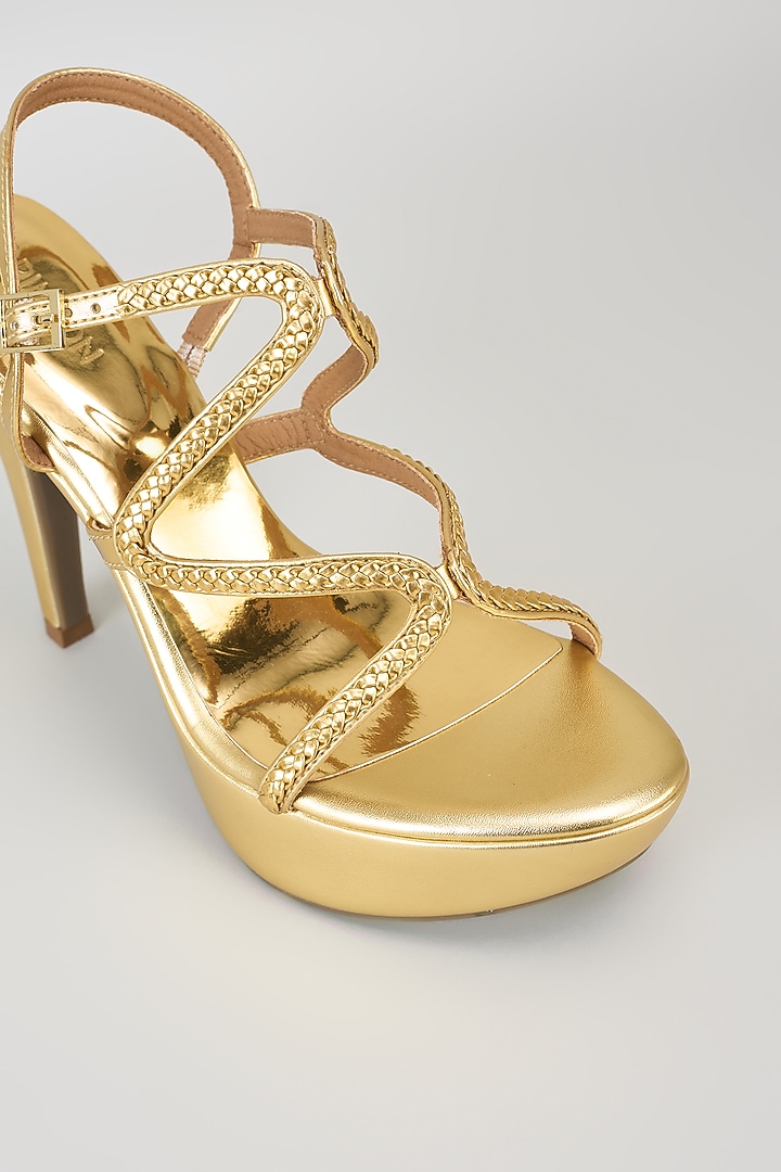 Gold Faux Leather Wedges by Crimzon at Pernia's Pop Up Shop