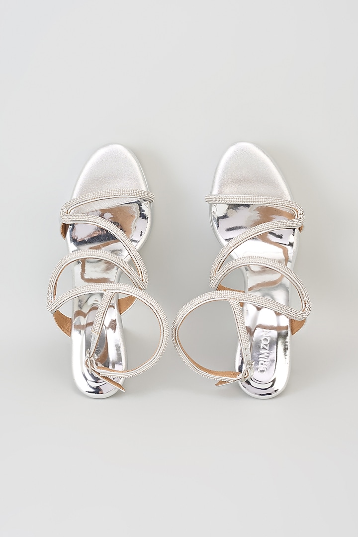 Silver Faux Leather Wedges by Crimzon at Pernia's Pop Up Shop