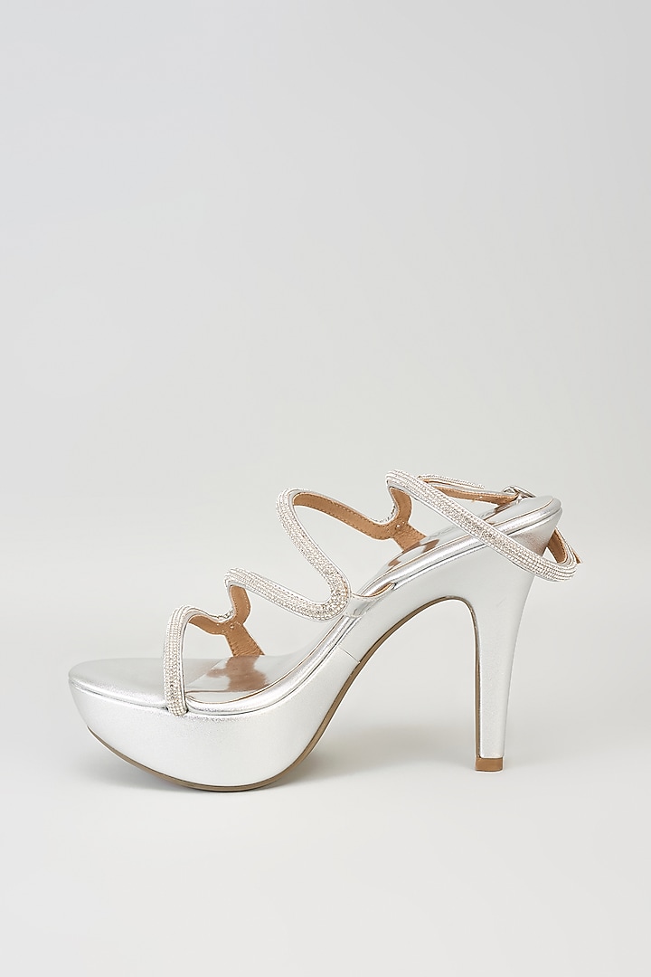 Silver Faux Leather Wedges by Crimzon at Pernia's Pop Up Shop