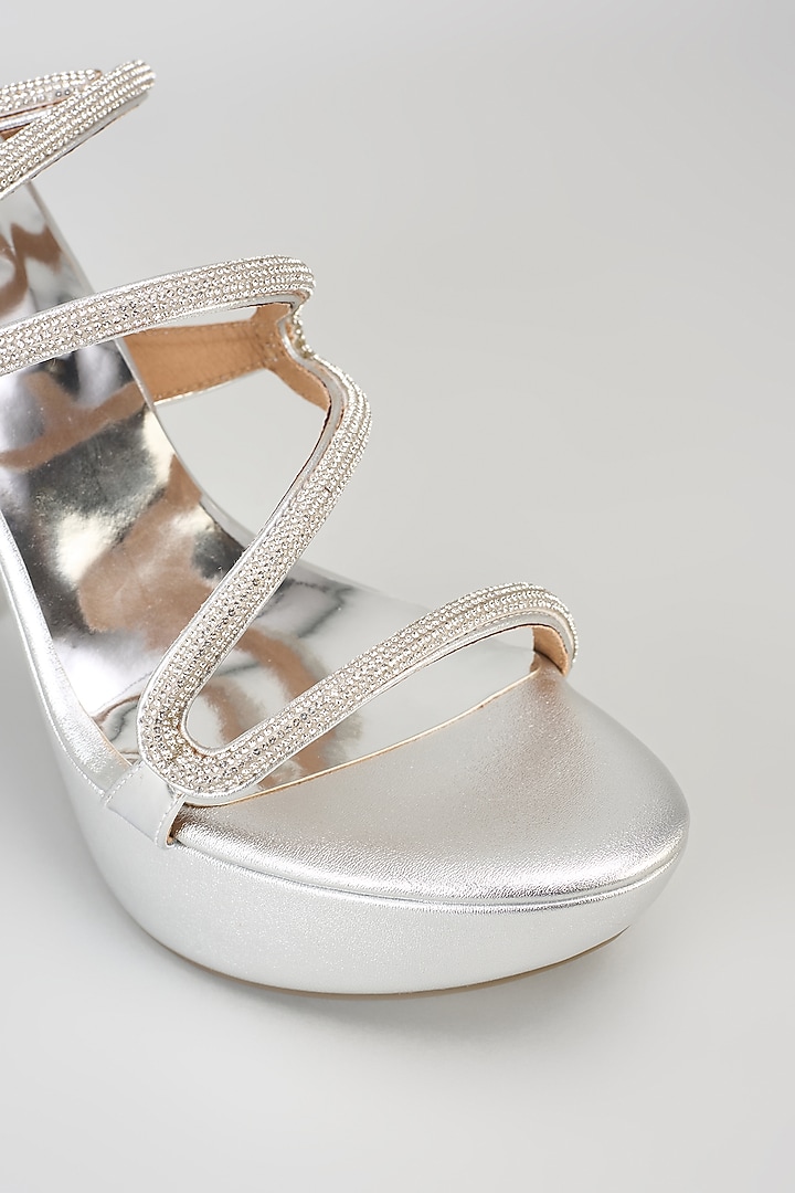 Silver Faux Leather Wedges by Crimzon at Pernia's Pop Up Shop