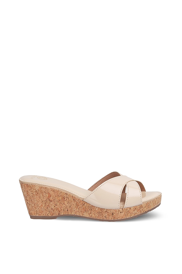 Nude Crisscross Strappy Wedges by Crimzon at Pernia's Pop Up Shop