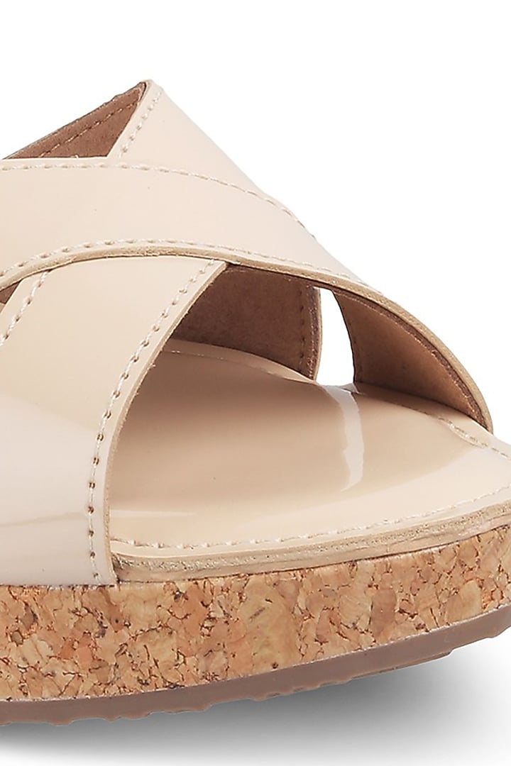 Nude Crisscross Strappy Wedges by Crimzon at Pernia's Pop Up Shop