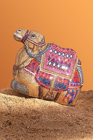 Gold Crystal Camel Clutch Bag by Crystal Craft