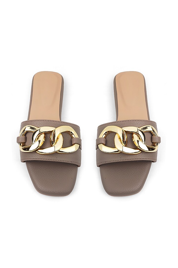Mauve Faux Leather Embellished Flats by Crimzon at Pernia's Pop Up Shop