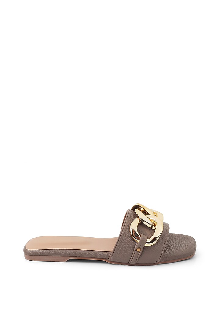 Mauve Faux Leather Embellished Flats by Crimzon at Pernia's Pop Up Shop