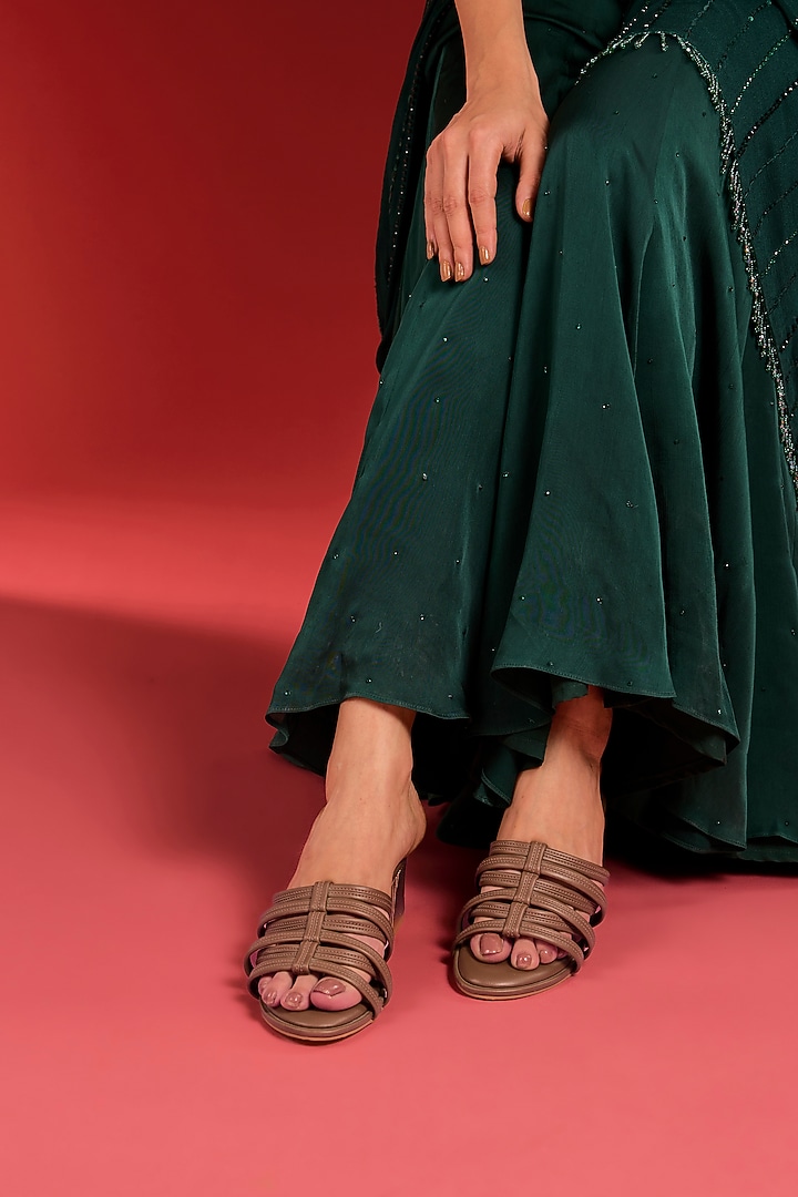 Brown Suede Block Heels by Crimzon at Pernia's Pop Up Shop