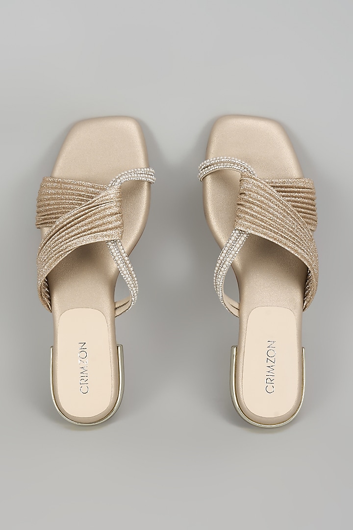 Gold Suede Heels by Crimzon at Pernia's Pop Up Shop