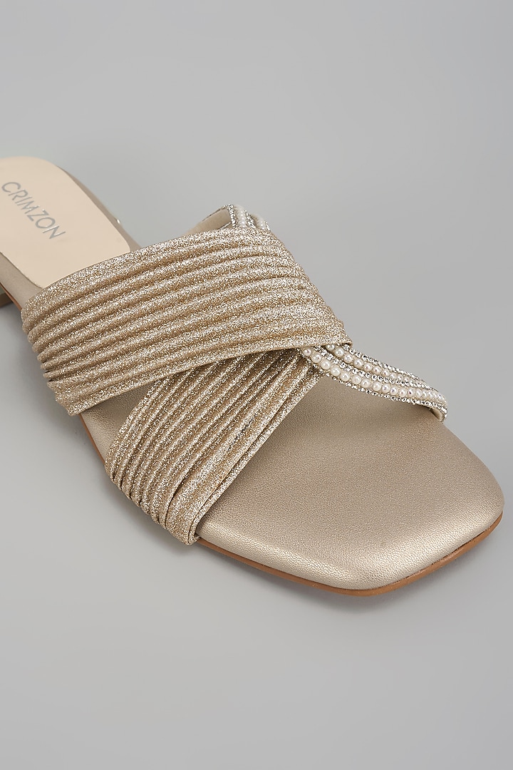 Gold Suede Heels by Crimzon at Pernia's Pop Up Shop
