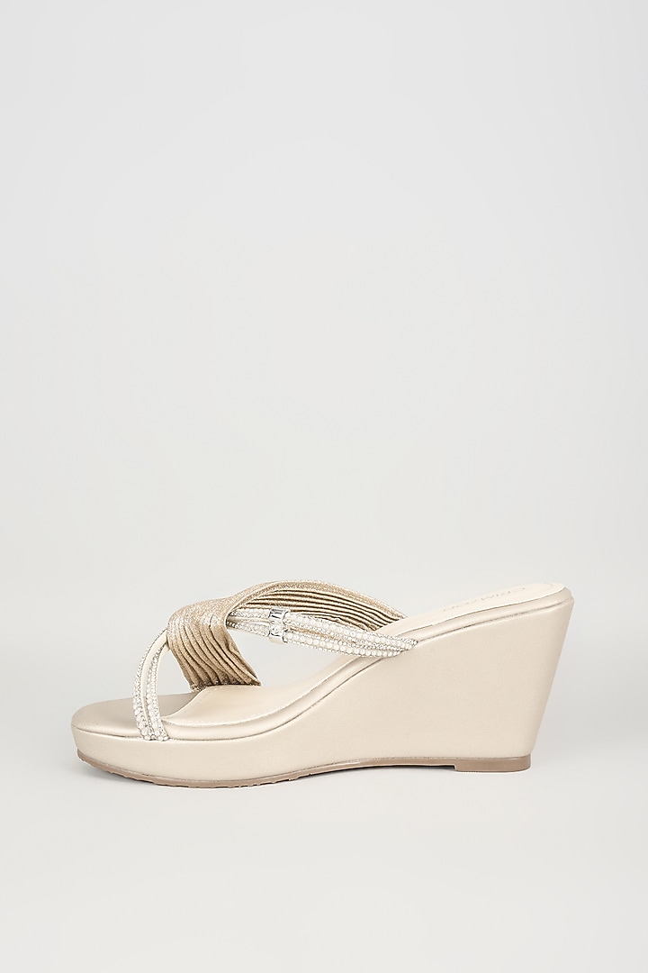 Gold Faux Leather Heels by Crimzon at Pernia's Pop Up Shop