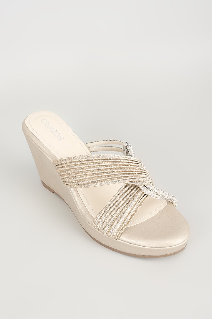 Gold Faux Leather Heels by Crimzon at Pernia's Pop Up Shop