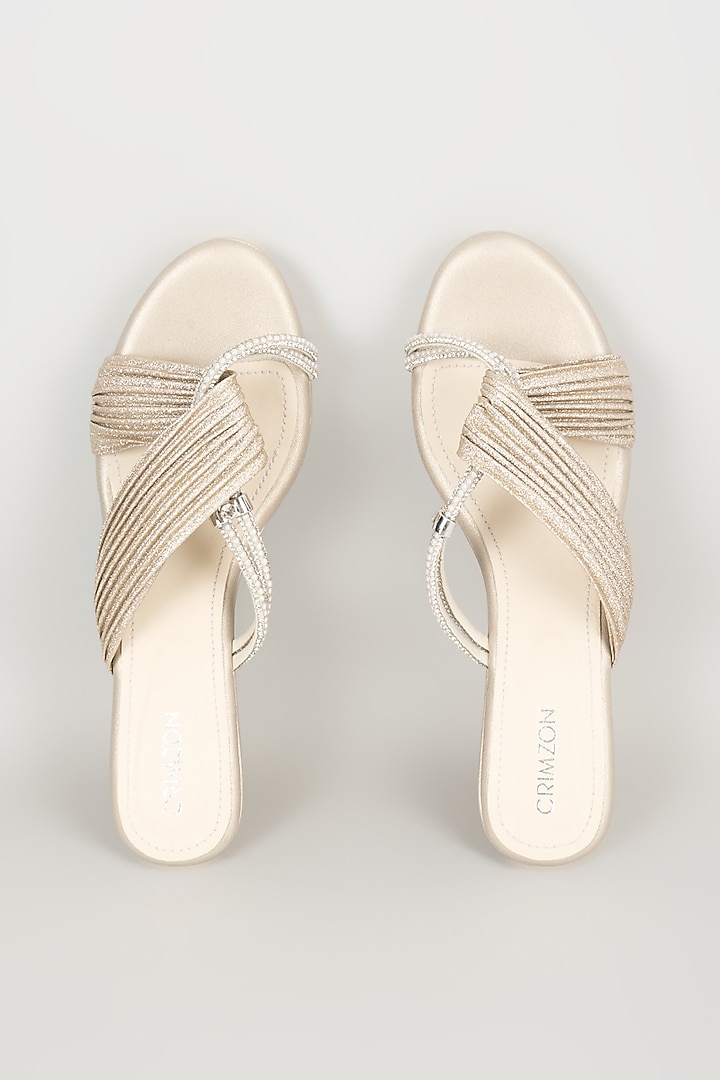 Gold Faux Leather Heels by Crimzon at Pernia's Pop Up Shop