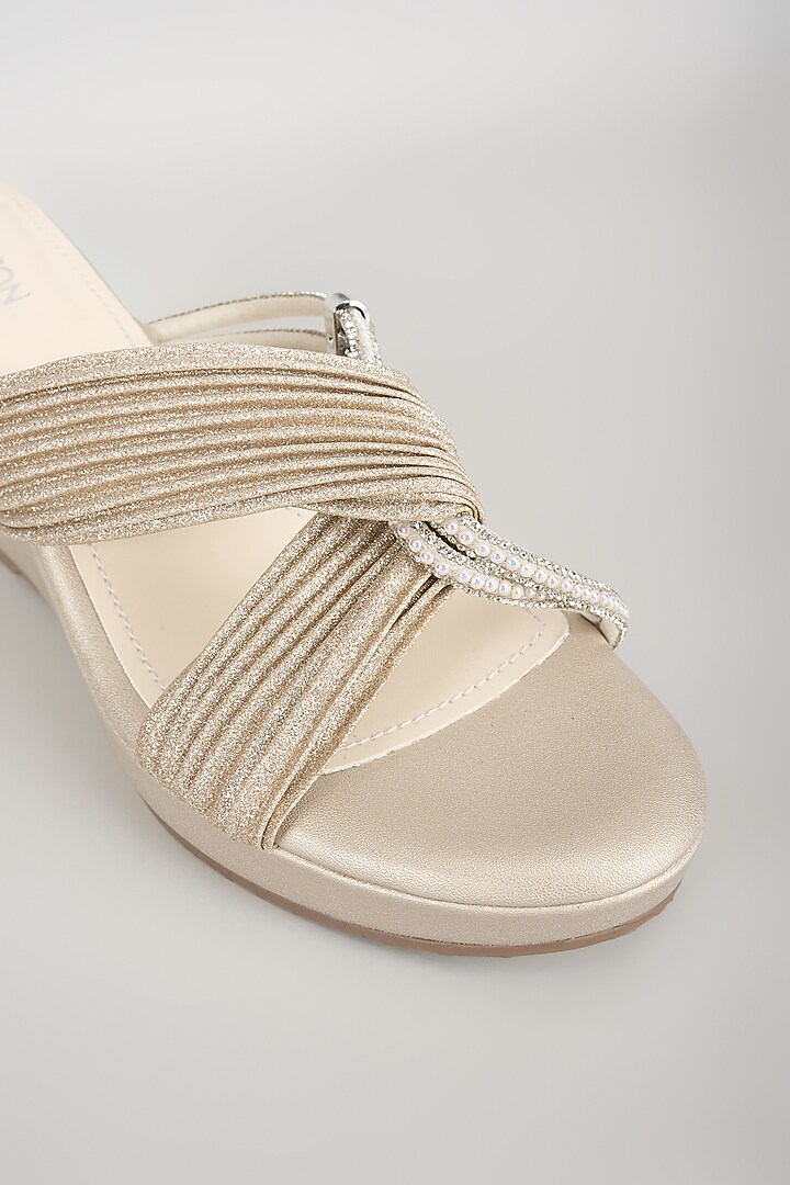 Gold Faux Leather Heels by Crimzon at Pernia's Pop Up Shop