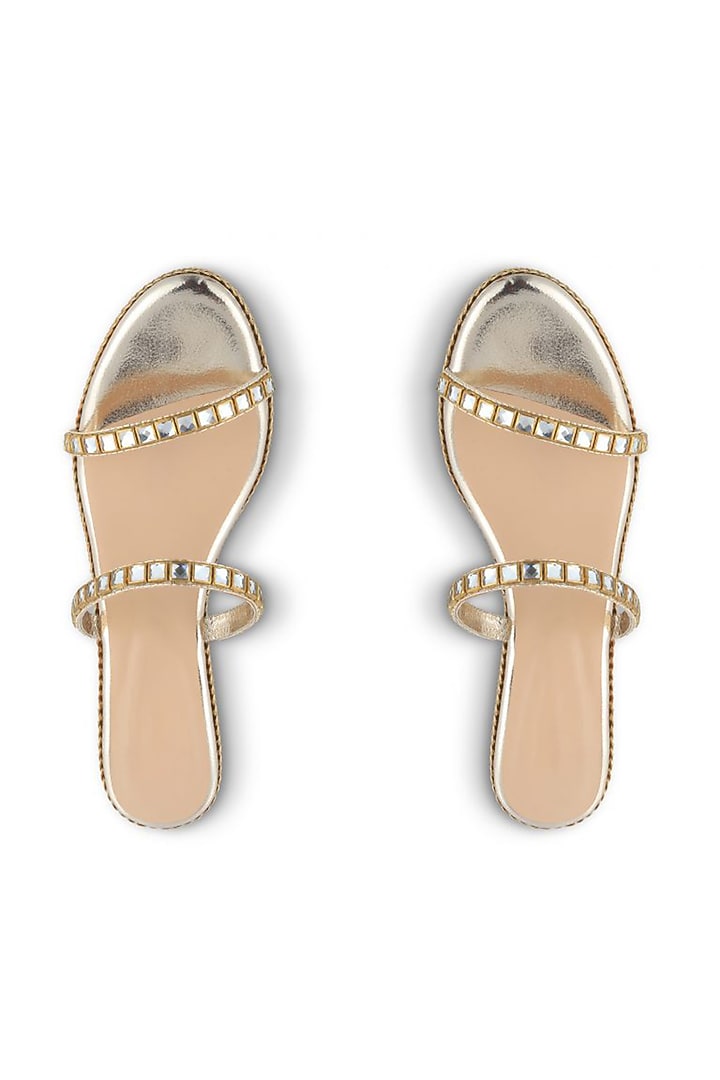 Gold Embellished Wedges by Crimzon at Pernia's Pop Up Shop