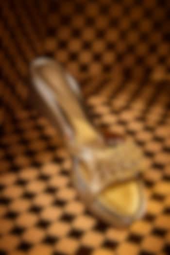 Silver Faux Leather Wedges by Crimzon at Pernia's Pop Up Shop