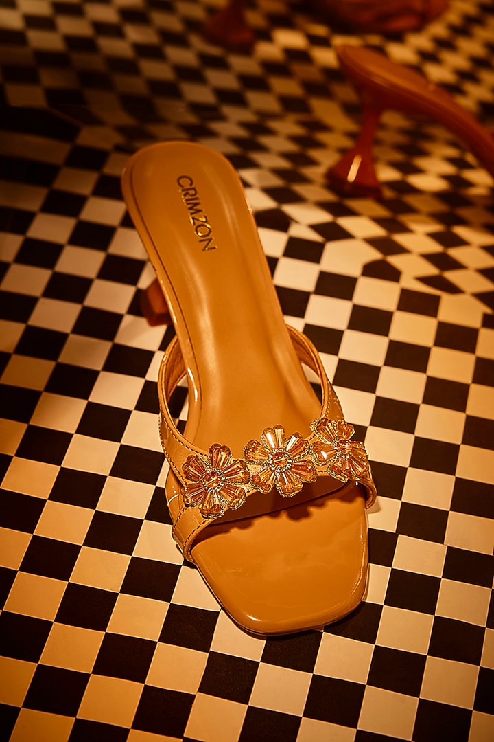 Nude Faux Leather Heels by Crimzon at Pernia's Pop Up Shop