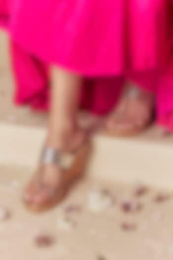 Silver & Gold Faux Leather Wedges by Crimzon at Pernia's Pop Up Shop