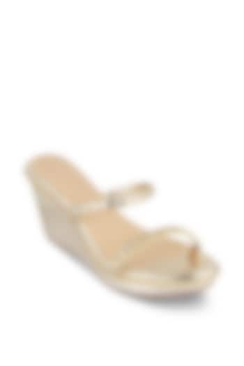 Gold Embellished Wedges by Crimzon at Pernia's Pop Up Shop