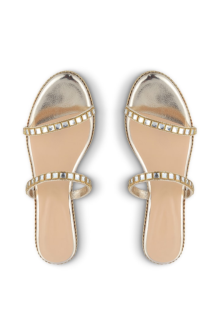 Gold Embellished Wedges by Crimzon at Pernia's Pop Up Shop