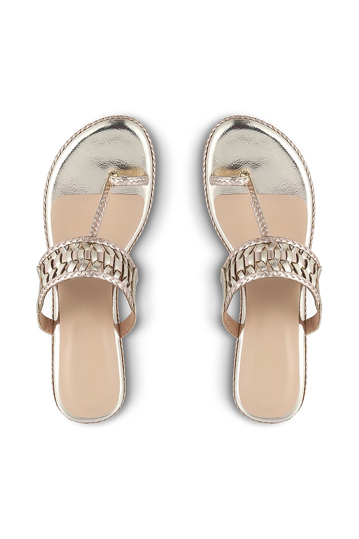 Rose Gold Faux Leather Wedges by Crimzon at Pernia's Pop Up Shop