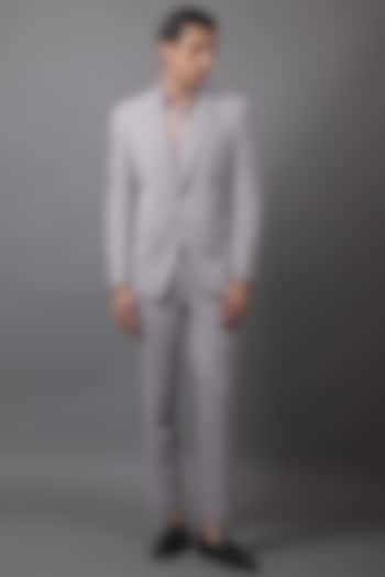 Grey Suiting Tuxedo Set by Contrast By Parth