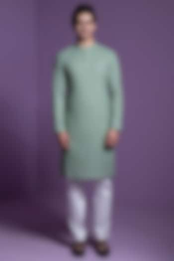 Sage Green Chikankari Georgette Kurta Set by Contrast By Parth