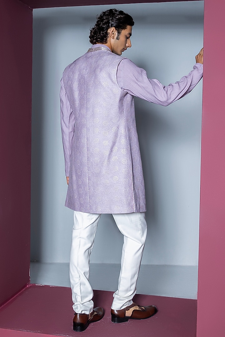 Chocolate Brown Deer Print Soft Cotton A-line Hand Embroidered Indowestern Suit main image 0