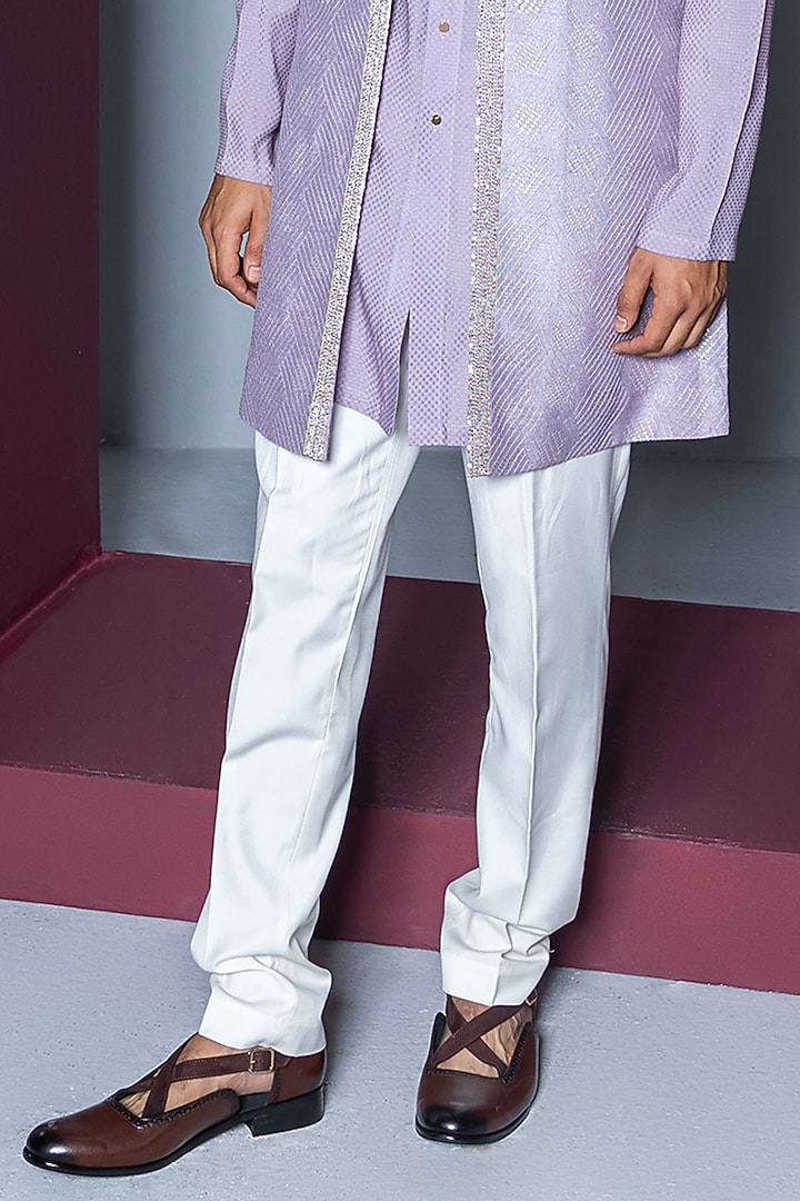 Pastel pink Shimmer Silk Heavy Embroidered Indowestern Set with Stylish Bustier & Frill Duppata main image 0