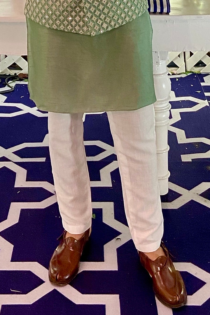 Green Georgette Mirror Embellished Nehru Jacket Se by Contrast By Parth at Pernia's Pop Up Shop